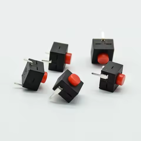 5pcs red/black Small micro self locking switch 8*8*8.4 wit 2 feet with lock light touch switch butto