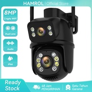 Hamrol Kamera CCTV 8MP Layar Ganda Kamera WiFi Warna Penglihatan Malam Luar Ruangan Kamera Keamanan 