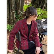 Plaid Blazer Red - Woman At Work