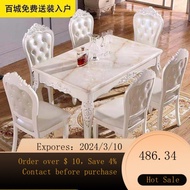 superior productsEuropean-Style Dining Tables and Chairs Set Marble Dining-Table Solid Wood Rectangular Simple Small Apa