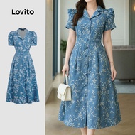 K3-FEB26-L-Printed Puff Sleeve Dress-DRK3P1D144
