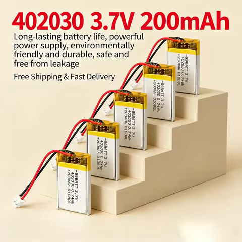 10x 3.7V 200mAh 402030 042030 Lithium Ion Polymer Battery for Bluetooth Headphone, Smart Bracelet, W