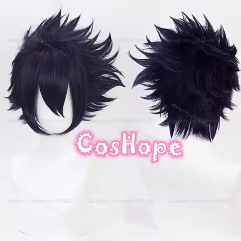 MHA Tamaki Amajiki Cosplay Wig Men Short Fluffy Black Wig Cosplay Anime Cosplay Wigs Heat Resistant 