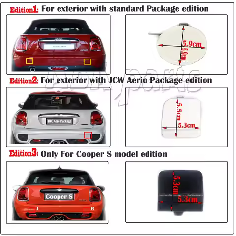 Rear Tow Cap Fit 16-21 MINI Cooper F56 3door F57 Cabrio 2door 1.2T 1.5T 2.0T B36 B38 D B37 One SE Ho