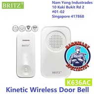 Britz K636 AC Wireless Kinetic Door Bell / No Battery Require / 32 Chimes
