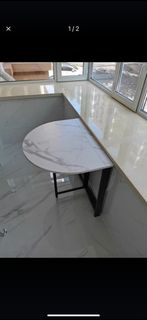 可摺式大理石紋半圓桌