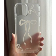 Frosted White Bow Phone Case  For iPhone 15/14/13promax Phone Case 12/11P Soft Case XR/Xs Straight E