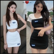 2pcs/set Ladies Strapless Crop Top+ Mini Skirt Sexy Causal Set 10.
