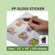 [READY STOCK] PP Gloss Sticker | Castcoated Paper Sticker | 13" x 19" | 100 Sheets