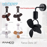 FANCO DONO 16" Corner Fan - DC Motor Ceiling &amp; Wall Mounting Fan with Remote