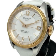 TISSOT Ballade Powermatic T108.208.26.117，未使用，不銹鋼/皮革/GP 自動，白色，女士手錶