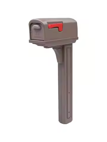 Gibraltar Mailboxes Classic Medium Capacity Double-Walled Plastic Mocha All-In-One Mailbox and Post 