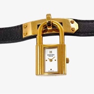 古董Hermes Kelly watch黑金女士腕錶 手鐲