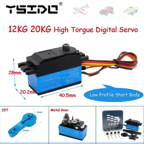 12KG 20KG Digital Servo motor Low Profile Short Body w/ 25T Arm for 1/10 1/12 RC Car Wltoys SCX10 TR