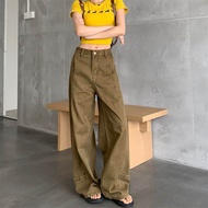 Drapy สีกากีออกแบบ Babe กางเกงขากว้างหลวมอเมริกัน High Street กางเกงยีนส์ Mop กางเกง broek mannen กา