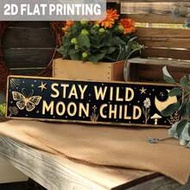 2D Plane - 1pc Retro Bohemian Style "Leave Ambitious Moonchild" Metal Wall Hanging - Suitable For Be