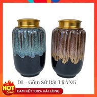 Green Rosewood Fire Enamel Striped Tea Jar - Premium Bat Trang tea jar and tea jar