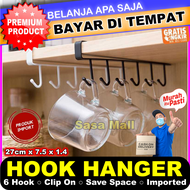 [COD] Hook Hanger Rak Gantung Lemari Peralatan Dapur 6 Hook Aluminium Anti Karet Save Space Saver Cl
