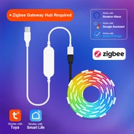 cod Tuya Wifi Zigbee LED Strip Light 5050 RGBW/WW LED Flexible Ribbon For TV Backlight Decoration Di