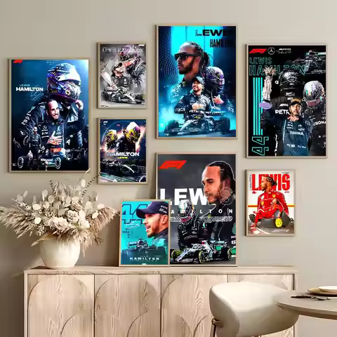 L-Lewis H-Hamilton F-F1 R-Racing Car Retro Anime Posters Sticky Fancy Wall Sticker For Living Room B