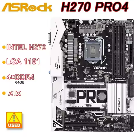 ASRock H270 PRO4 Motherboard Intel H270 LGA1151 DDR4 64GB PCI-E 3.0 M.2 HDMI ATX Supports i5-7400 i3