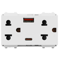 HACO เต้ารับ 3 ขา และ เต้ารับ type A/C พร้อมหน้ากาก Fastcharger รุ่น IC-E2VUSBAC (เฉพาะเต้ารับ)