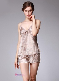 [ReadyStock] Loveena Satin Silk Spagetti Strap Sleepwear Lingerie Set - 4 Colours L7022 冰丝吊带性感套装女性睡衣