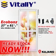 (READY STOCK) VITALLY Mini Lite Bi-Fold Aluminium Door / kitchen Door / Toilet Door / Pintu Bilik Air