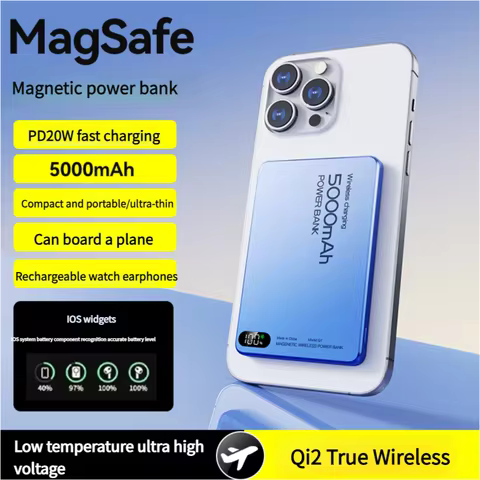 New Travel Thin 10000mah Qi2 PowerBank For MagSafe Magnetic Wireless Fast Charger Portable Battery F
