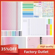 A6 Gradient Macaron Binder Hand Ledger Notebook Leather PU Loose-Leaf Book Cash Budget Book with Zip