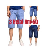 💥[ 3 Helai Rm=50 ]SELUAR JEANS PENDEK LELAKI ZIPPER SUPER QUALITY SIZE 28-40]💥
