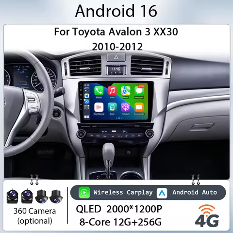 Android 16 Wireless CarPlay GPS Navi Bluetooth 4G DSP QLED for Toyota Avalon 3 XX30 2010-2012 Car St