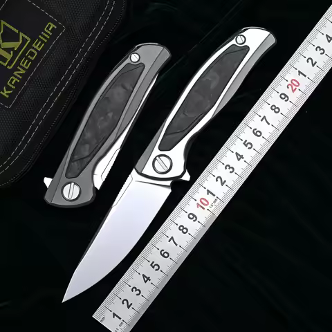 Kanedeiia F95 NL-3M Folding Knife N690 Blade Titanium+CF 3D Camping Hunting Outdoor Fishing Kitchen 