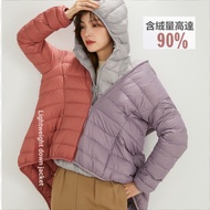 Women Lightweight Hooded Down Jacket Windproof Hooded Down Jacket Solid Color Women Casual Jacket Lo