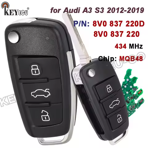 KEYECU 434MHz P/N: 8V0 837 220 D/ 8V0837220 for Audi A3 S3 2012 2013 2014 2015 2016-2019 Keyless Rem