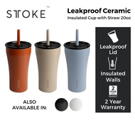 STTOKE Leakproof Ceramic Insulated Cup With Straw 20oz
