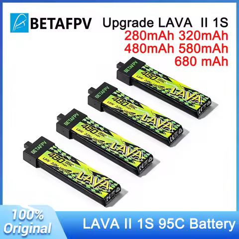 NEW BETAFPV LAVA II 1S 95C Battery 280 320 480 580 680 mAh 3.8V LiHV Battery BT2.0 for Air65, Air75,