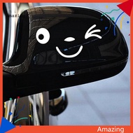 [AM] 2Pcs Y-111 Car Sticker Waterproof Non-fading Cartoon Reflective Cute Smile Rearview Mirror Sticker for Modification