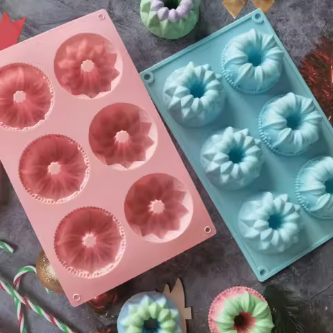 Porous Crown Silicone Cake Baking Mold Multi Style Flower Doughnut Biscuit Jelly Ice Mould Gemstone