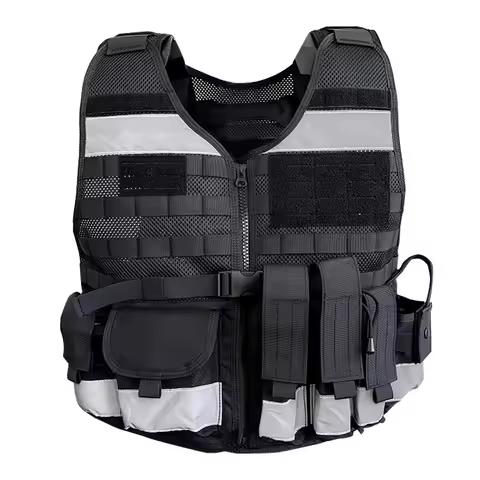 High Visibility Tactical Service Vest, Black Breathable Reflective Multifunctional Combat Vest, Secu