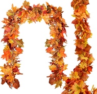 2pack Fall Garland Maple Leaf Garlands 5.9Ft/Piece Fall Maple Leaves Garland Hanging Vine Garlands A