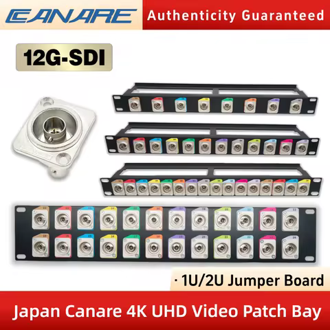 Canare 4K Ultra HD Video Patch Panel 12G-SDI Rack Mount BNC Socket for 19-inch Rack 1U/2U Installati