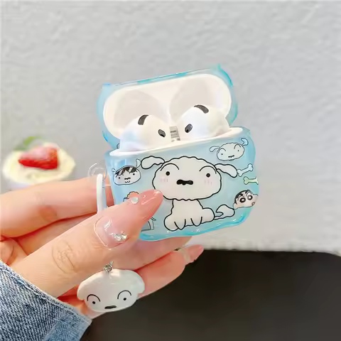 Shinchan Earphone Phone Case for Apple AirPods 1 2 3 Pro 4 Pro2 2nd Nohara Shiro Crayon Shin-chan Bl