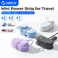 ORICO AP3 Travel-Ready Power Strip 15.5W with 2 AC Outlets & Dual USB Ports Slim Flat Plug Non-Surge