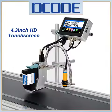 DCODE 130PLUS Industrial Online Inkjet Printer 12.7/25.4mm Nozzle with 4.3inch Screen QR Barcode Bat