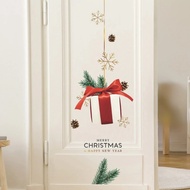 Christmas Gift Pattern Wall Stickers Christmas Door Decoration Wallpaper Home Decor New Year Decals 