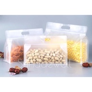 Horizontal Matte Frosted PET Handle Carry Zip-Lock Translucent Packaging Bag Air-tight Makanan Bungk