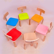 Solid wood kindergarten tables and chairs children's curved wooden chairs color back round chairs student chairs early education center stool.