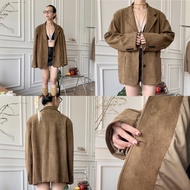 มีโค้ดลด20% ส่งฟรี! (รอพรี25วัน) ชายหญิงใส่ได้ Fashionstore-Ralph blazer-เสื้อคลุมหนังกลับ