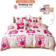 Bed sheet set cute cartoon cadar bedsheet queen set Leopard Bow flatsheet set Cadar katil bujang hom